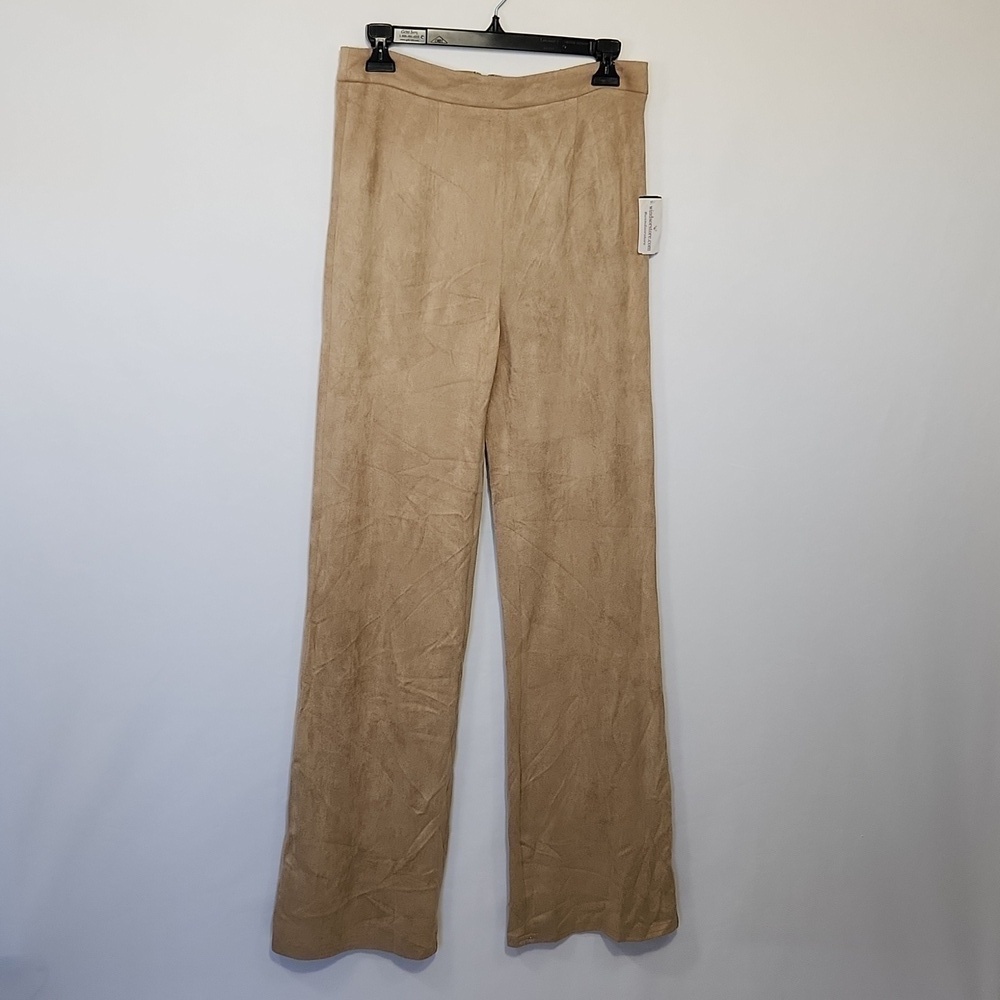 Windsor NWT Taupe Women's Soft Faux Suede High Rise Flare Hem Pants Size M